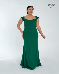 yeşil kısakol elbise